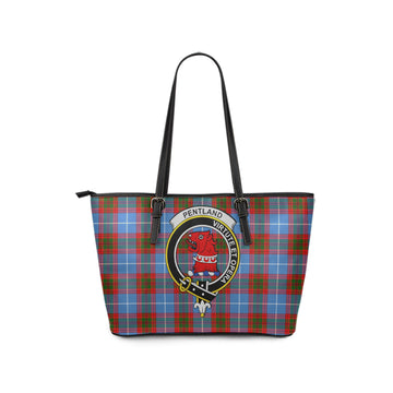 Pentland Tartan Leather Tote Bag with Family Crest