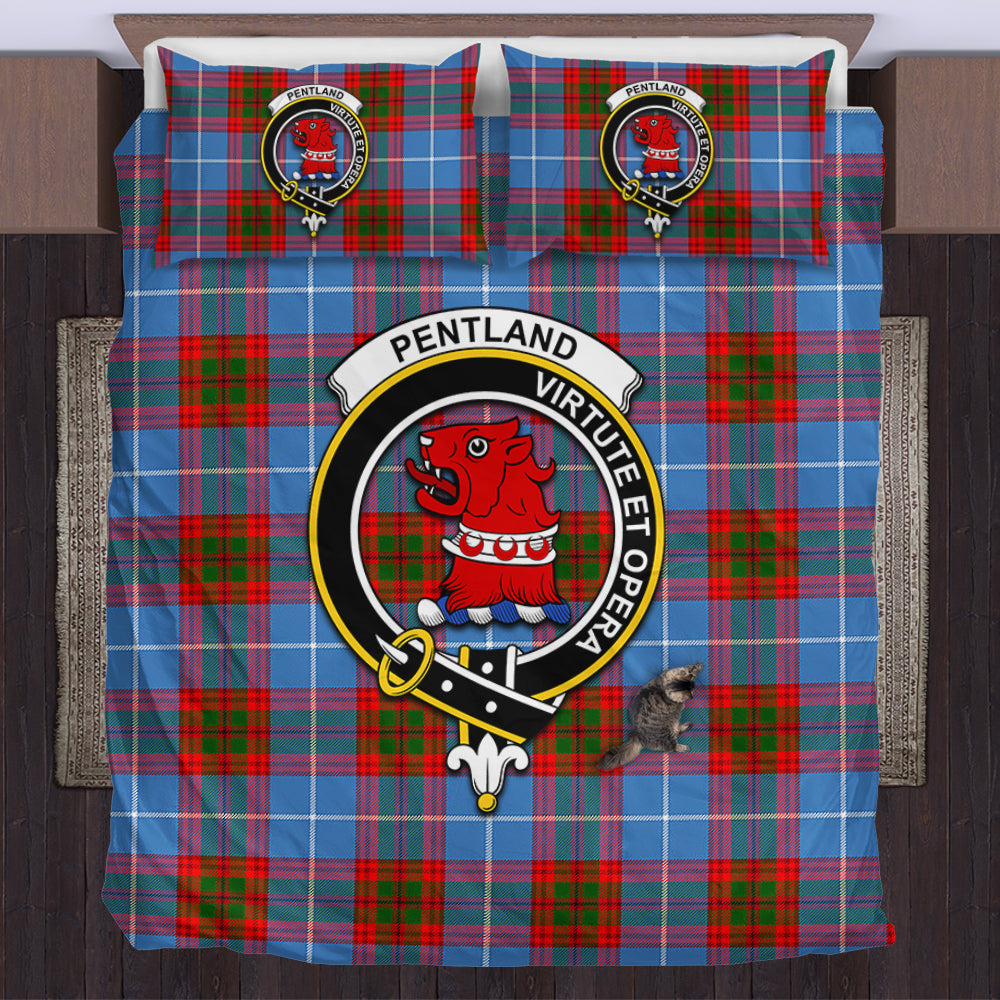 Pentland Tartan Bedding Set with Family Crest US Bedding Set - Tartan Vibes Clothing