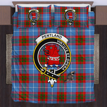 Pentland Tartan Bedding Set with Family Crest US Bedding Set - Tartan Vibes Clothing
