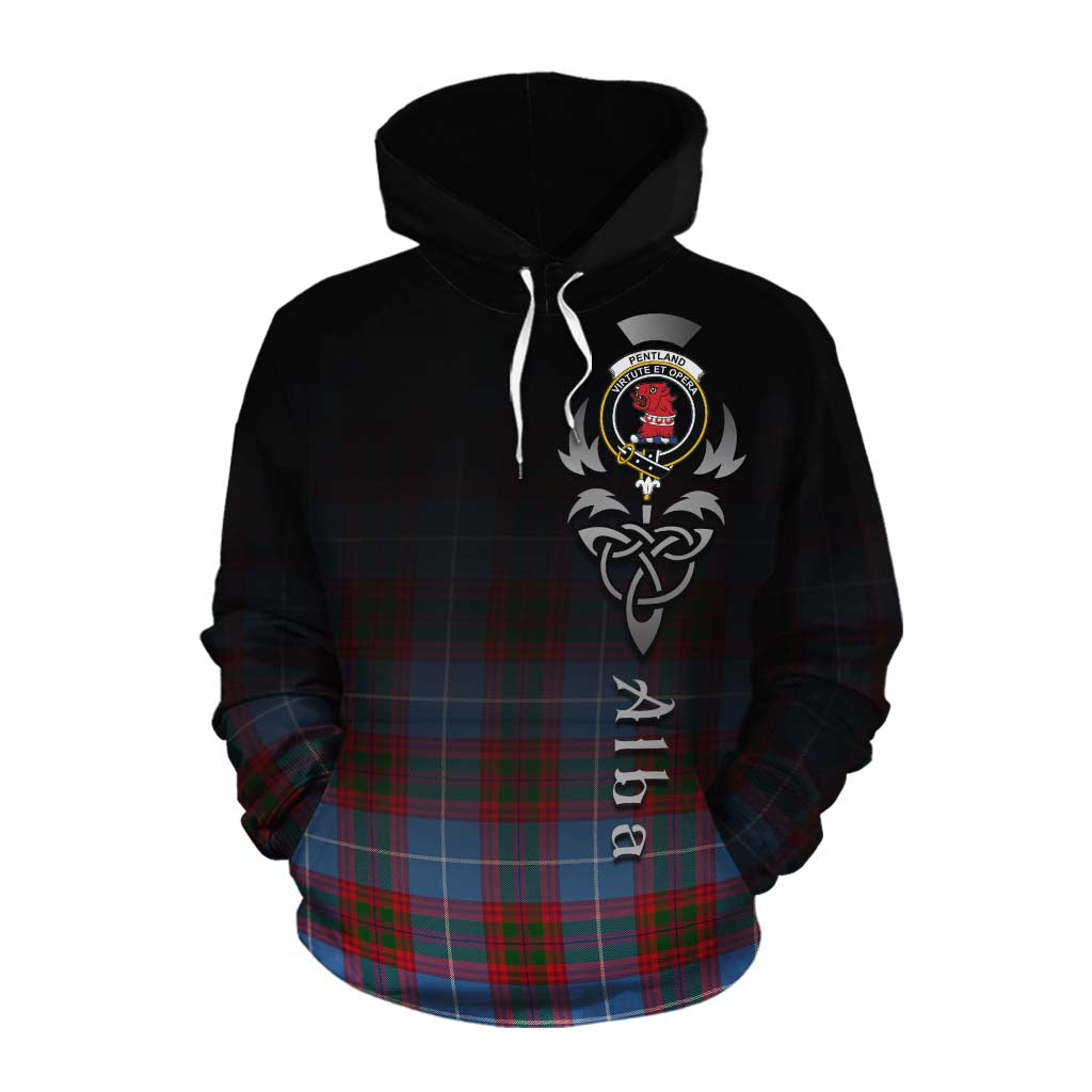 Tartan Vibes Clothing Pentland Tartan Cotton Hoodie Featuring Alba Gu Brath Family Crest Celtic Inspired