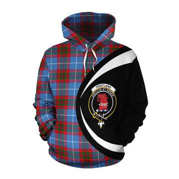 Pentland Tartan Cotton Hoodie with Family Crest Circle Style Pullover Hoodie XS - Tartan Vibes Clothing
