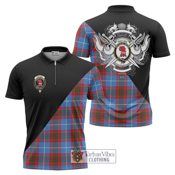 Pentland Tartan Zipper Polo Shirt with Family Crest and Military Logo Style Unisex - Tartan Vibes Clothing