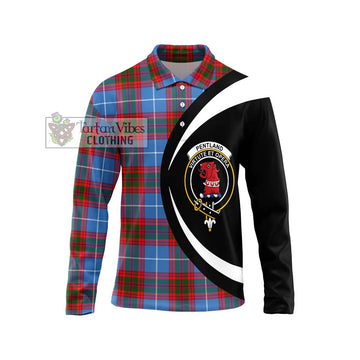 Pentland Tartan Long Sleeve Polo Shirt with Family Crest Circle Style Unisex - Tartan Vibes Clothing