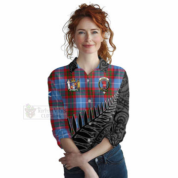 Pentland Crest Tartan Women's Casual Shirt with New Zealand Silver Fern Half Style Female - Tartan Vibes Clothing