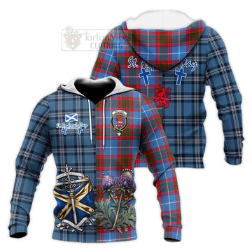 Pentland Tartan Knitted Hoodie Happy St. Andrew's Day Half Tartan Style Unisex Knitted Pullover Hoodie - Tartan Vibes Clothing