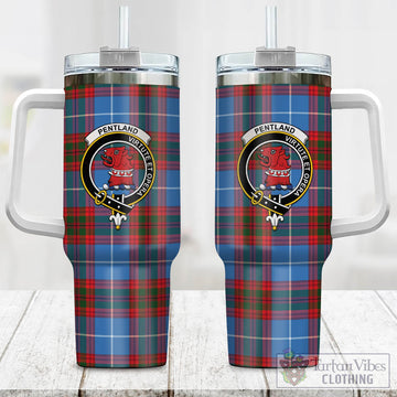 Pentland Tartan and Family Crest Tumbler with Handle