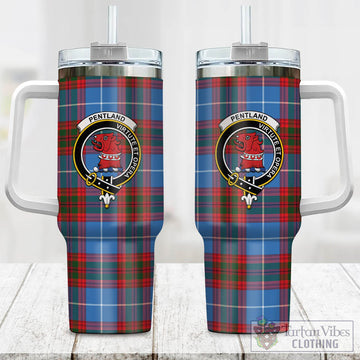 Pentland Tartan Tumbler with Handle with Family Crest One Size 40 OZ - Tartan Vibes Clothing