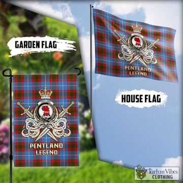 Pentland Tartan Flag with Clan Crest and the Golden Sword of Courageous Legacy
