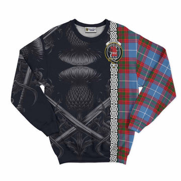 Pentland Tartan Sweatshirt with Family Crest Cross Sword Thistle Celtic Vibes Unisex - Tartan Vibes Clothing