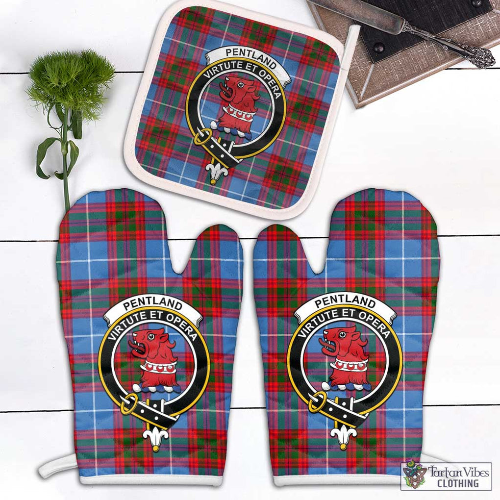 Pentland Tartan Combo Oven Mitt & Pot-Holder with Family Crest White - Tartan Vibes Clothing