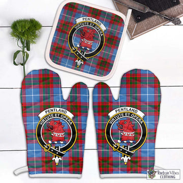 Pentland Tartan Combo Oven Mitt & Pot-Holder with Family Crest Combo 2 Oven Mitt & 1 Pot-Holder Black - Tartan Vibes Clothing