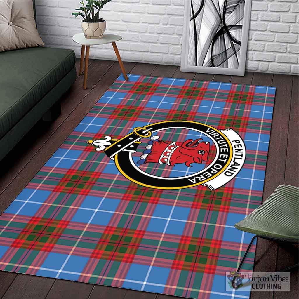 Pentland Tartan Area Rug with Family Crest L 59*86 inch (150x220 cm) - Tartan Vibes Clothing