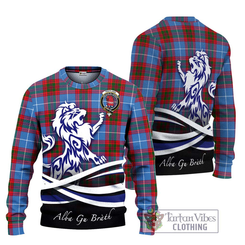 Pentland Tartan Ugly Sweater with Alba Gu Brath Regal Lion Emblem Unisex - Tartan Vibes Clothing