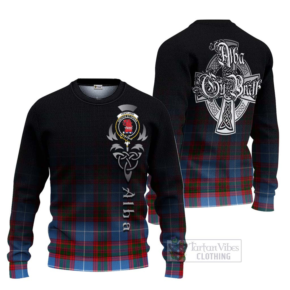 Pentland Tartan Ugly Sweater Featuring Alba Gu Brath Family Crest Celtic Inspired Unisex - Tartan Vibes Clothing