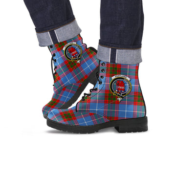 Pentland Tartan Leather Boots with Family Crest