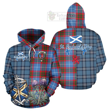 Pentland Tartan Hoodie Happy St. Andrew's Day Half Tartan Style Zip Hoodie - Tartan Vibes Clothing