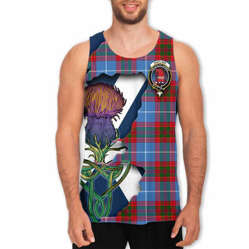 Tartan Vibes Clothing Pentland Tartan Family Crest Men's Tank Top Scottish Thistle Celtic Inspired