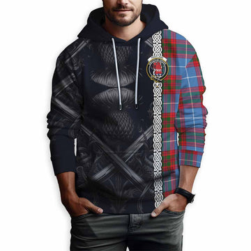 Pentland Tartan Hoodie with Family Crest Cross Sword Thistle Celtic Vibes Pullover Hoodie - Tartan Vibes Clothing