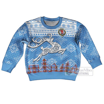 Pentland Clan Christmas Kid Ugly Sweater with Tartan and Celtic Reindeer Style Kid - Tartan Vibes Clothing