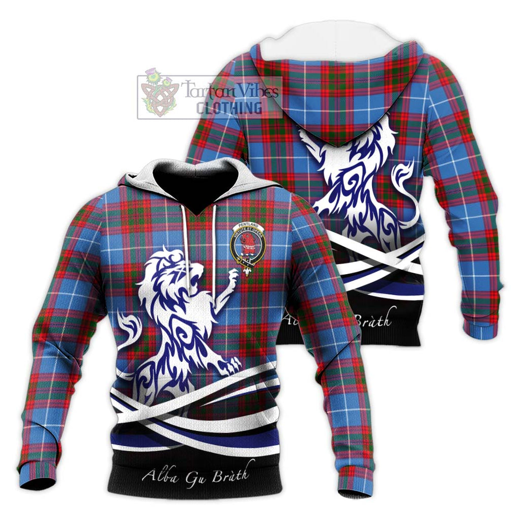 Pentland Tartan Knitted Hoodie with Alba Gu Brath Regal Lion Emblem Unisex Knitted Pullover Hoodie - Tartan Vibes Clothing