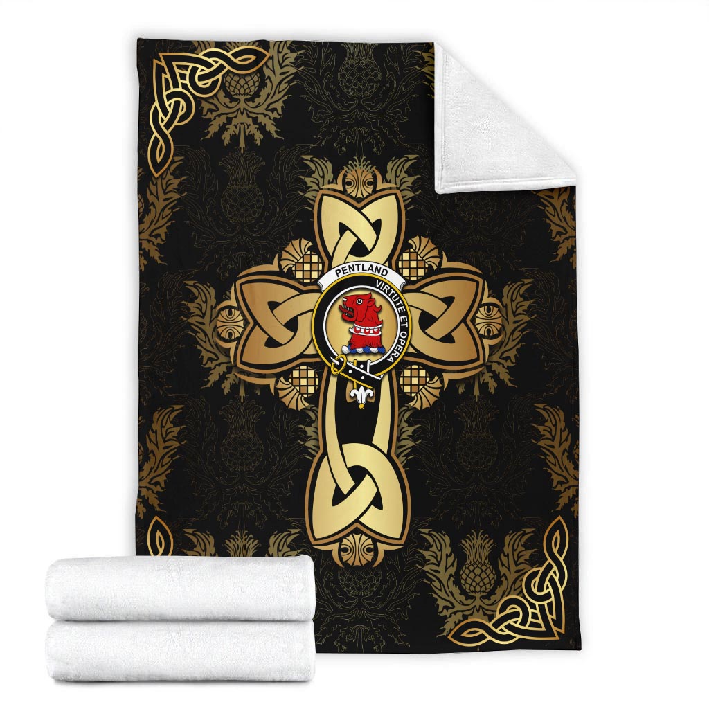 Pentland Clan Blanket Gold Thistle Celtic Style X-Large 59 x 79 inches 150 x 200 cm - 2D-tartanvibesclothing