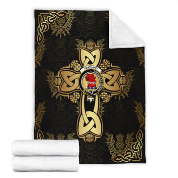 Pentland Clan Blanket Gold Thistle Celtic Style X-Large 59 x 79 inches 150 x 200 cm - 2D-tartanvibesclothing