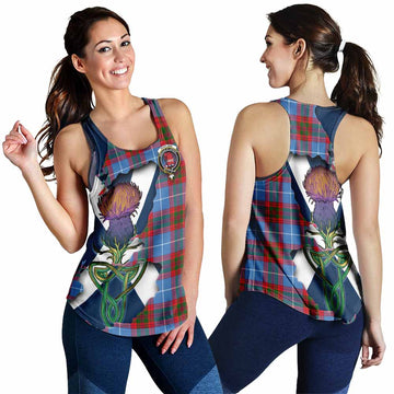 Tartan Vibes Clothing Pentland Tartan Family Crest Women's Racerback Tanks Scottish Thistle Celtic Inspired