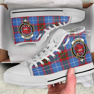 Pentland Tartan High Top Shoes with Family Crest Kid High Top - White Sole - Tartan Vibes Clothing