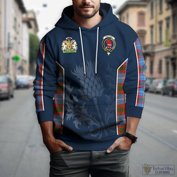 Pentland Tartan Hoodie with Family Crest and Scottish Thistle Vibes Sport Style