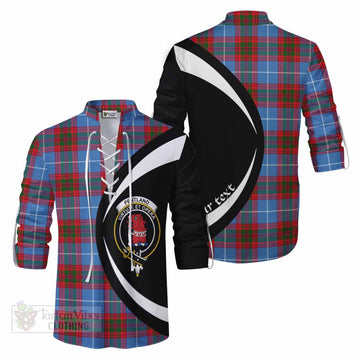 Pentland Tartan Ghillie Kilt Shirt with Family Crest Circle Style Men - Tartan Vibes Clothing