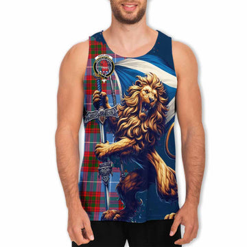 Pentland Tartan Family Crest Men's Tank Top with Scottish Majestic Lion Men - Tartan Vibes Clothing