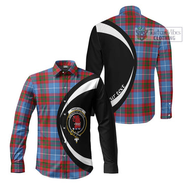 Pentland Tartan Long Sleeve Button Up with Family Crest Circle Style Men's Shirt S - Tartan Vibes Clothing