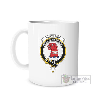 Pentland Family Crest Ceramic Mug White - 2D-tartanvibesclothing