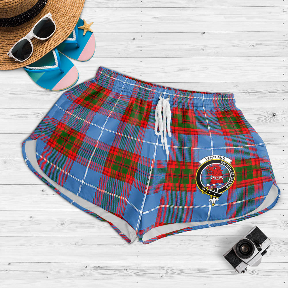 Pentland Tartan Womens Shorts with Family Crest 4XL - Tartan Vibes Clothing