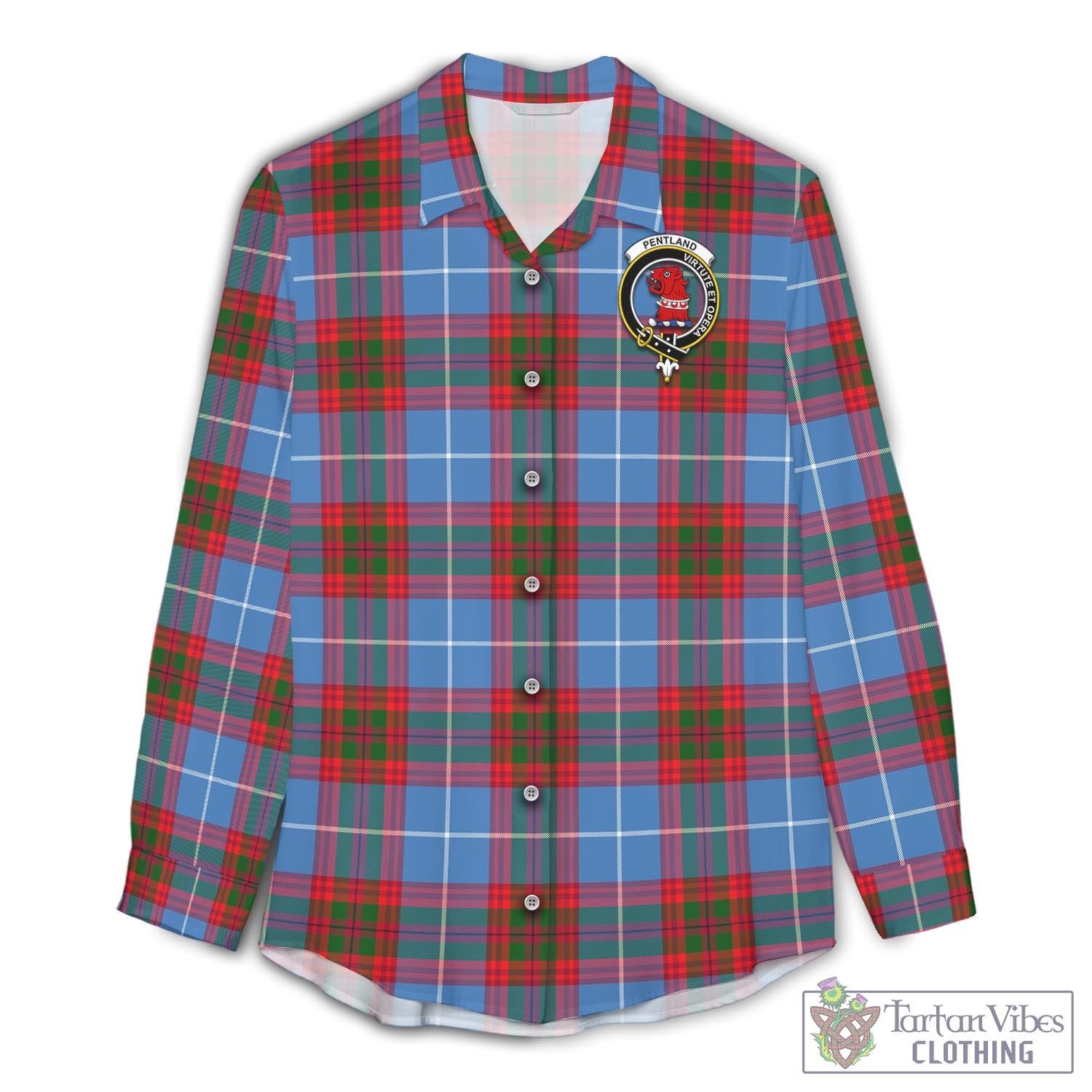 Pentland Tartan Women's Casual Shirt with Family Crest Female - Tartan Vibes Clothing