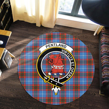 Pentland Tartan Round Rug with Family Crest Premium Round Rug - Tartan Vibes Clothing