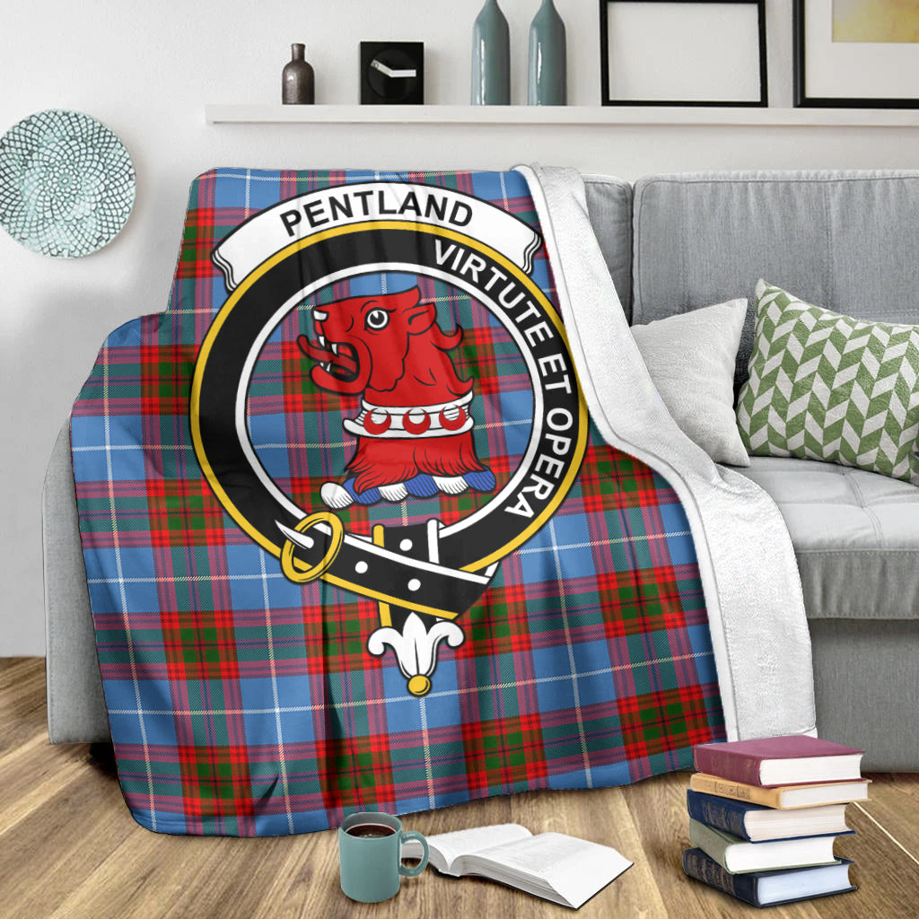 Pentland Tartan Blanket with Family Crest X-Large 59 x 79 inches 150 x 200 cm - Tartan Vibes Clothing
