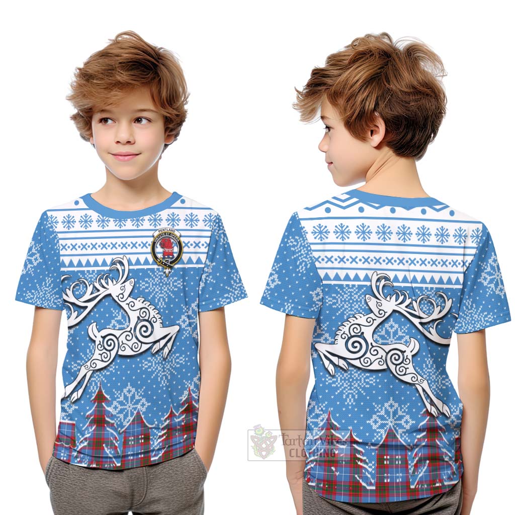 Pentland Clan Christmas Kid T-Shirt Celtic Reindeer Style Youth XL Size14 - Tartan Vibes Clothing