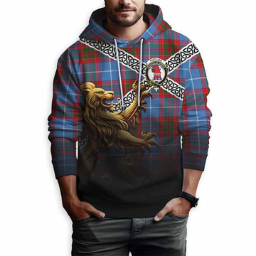 Tartan Vibes Clothing Pentland Crest Tartan Hoodie with Golden Lion Emblem Celtic Style