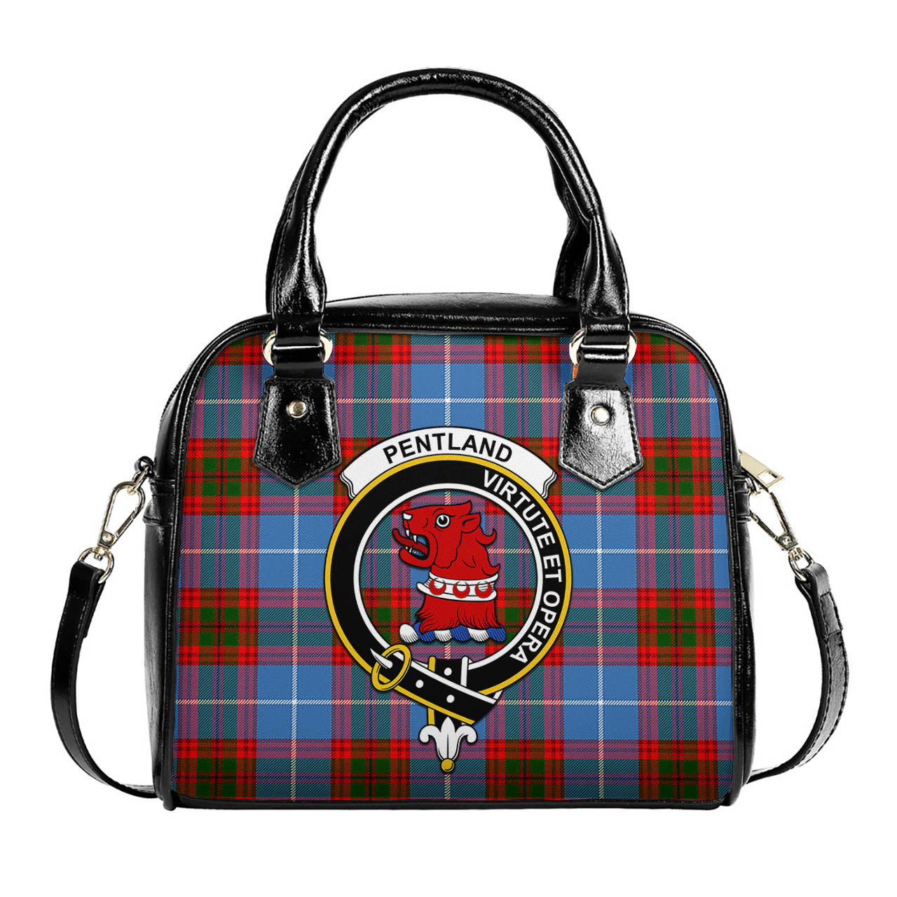 Pentland Tartan Shoulder Handbags with Family Crest One Size 6*25*22 cm - Tartanvibesclothing