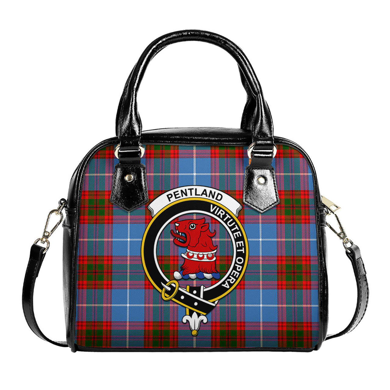 Pentland Tartan Shoulder Handbags with Family Crest One Size 9*21*24 cm (3.54*8.27*9.45 inches) - Tartan Vibes Clothing