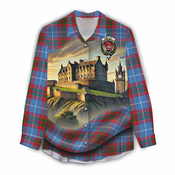 Pentland Tartan Family Crest Women's Casual Shirt with Scottish Ancient Castle Style Female - Tartan Vibes Clothing