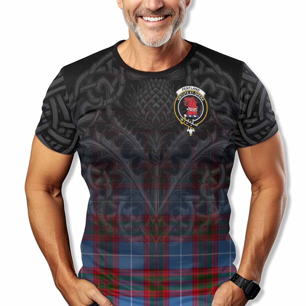 Pentland Tartan T-Shirt with Family Crest Celtic Thistle Vibes Kid's Shirt - Tartan Vibes Clothing