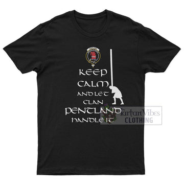 Pentland Clan Men's T-Shirt: Keep Calm and Let the Clan Handle It Caber Toss Highland Games Style
