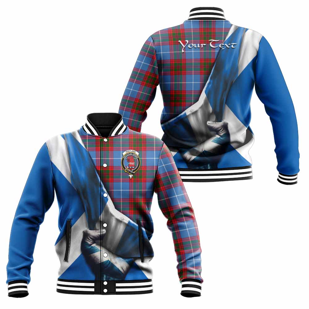 Pentland Tartan Baseball Jacket with Family Crest Scotland Patriotic Style Unisex - Tartan Vibes Clothing