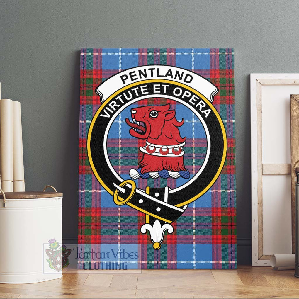 Pentland Tartan Canvas Print Wall Art with Family Crest Without Frame - Tartan Vibes Clothing