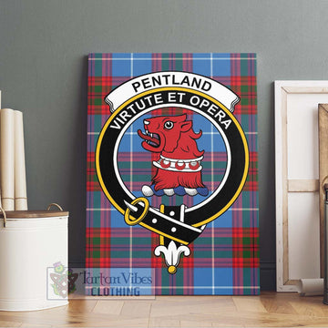 Pentland Tartan Canvas Print Wall Art with Family Crest Without Frame - Tartan Vibes Clothing