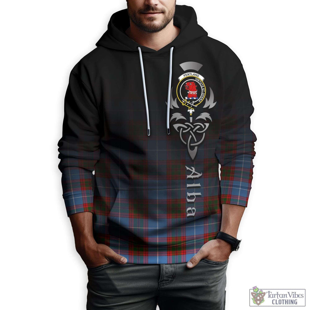 Pentland Tartan Hoodie Featuring Alba Gu Brath Family Crest Celtic Inspired Zip Hoodie - Tartan Vibes Clothing