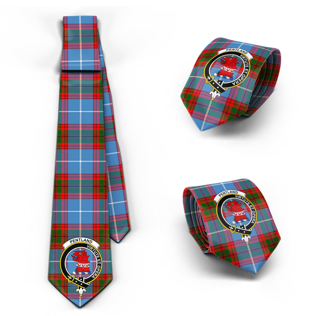 Pentland Tartan Classic Necktie with Family Crest Necktie One Size - Tartan Vibes Clothing