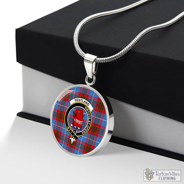 Pentland Tartan Circle Necklace with Family Crest Luxury Necklace (Silver) No - Tartan Vibes Clothing